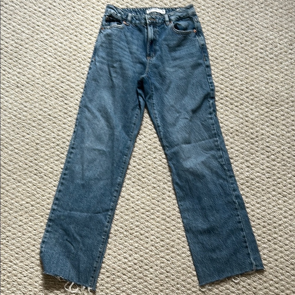 Garage Straight Leg Blue Denim Jeans